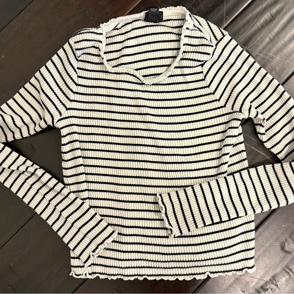 Striped Ribbed Long Sleeve Top